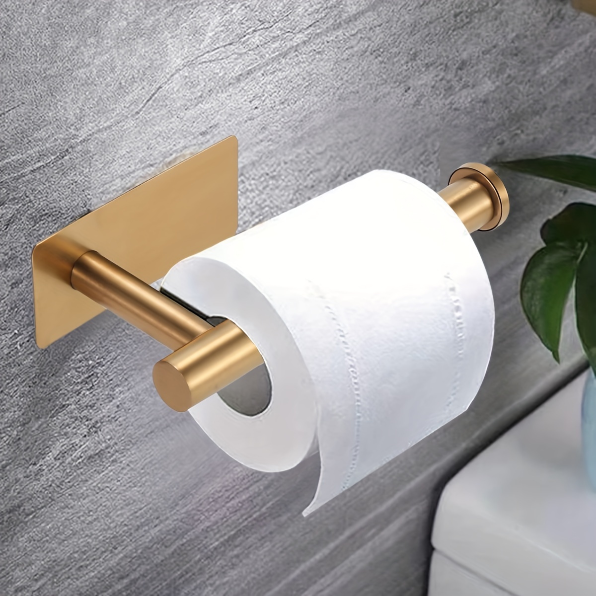 Soporte Papel Higiénico Sin Taladrar: Acero Inoxidable Negro (Adhesivo Fuerte, 14cm)