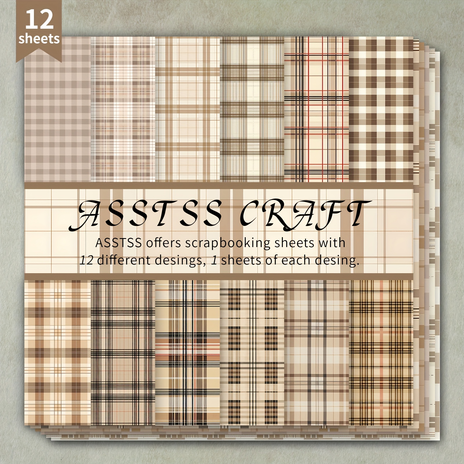 TEMU 12-sheet Scrapbooking Paper Pad, Vintage Backing Paper Supplies, Heavyweight Cardstock For Journaling, Collage Art, Greeting Cards, & Crafts,