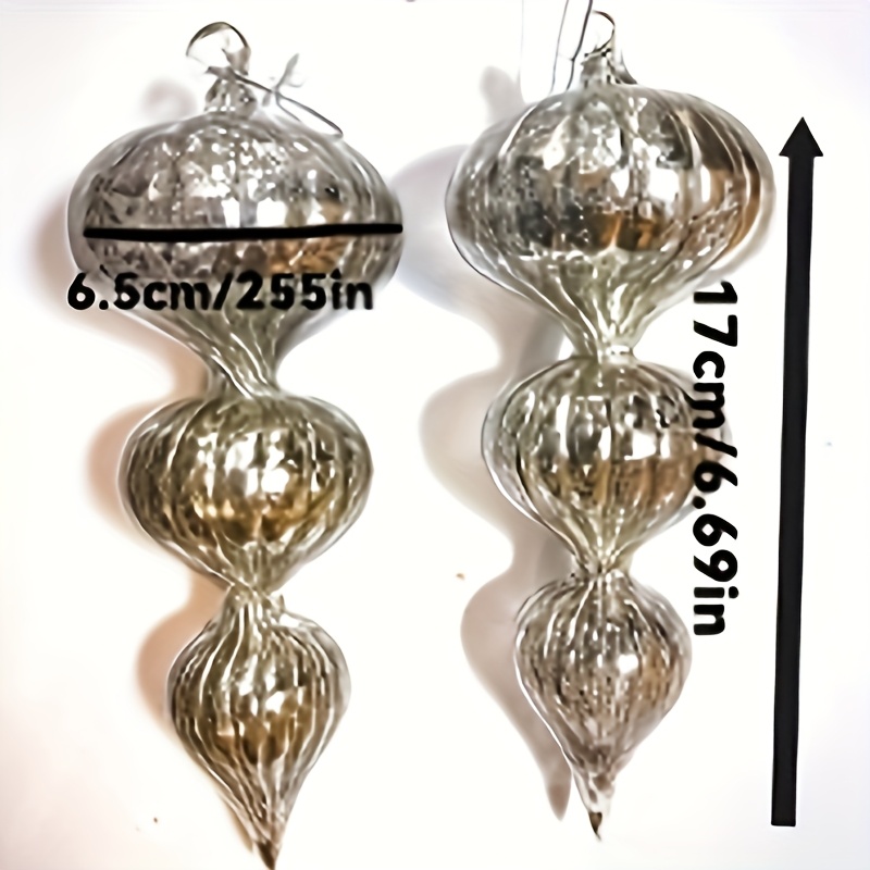 Image of 2pcs Christmas Glass Ornament Pendants, Christmas Tree Hanging Ornaments, Home Decor Pendants, L:17cm, Christmas, Home Decoration