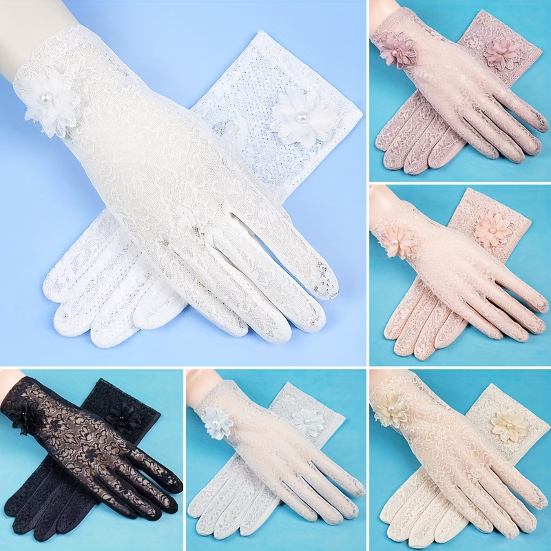 Women UV Sun Protection Lace Gloves Sunscreen Cover Outdoor Non