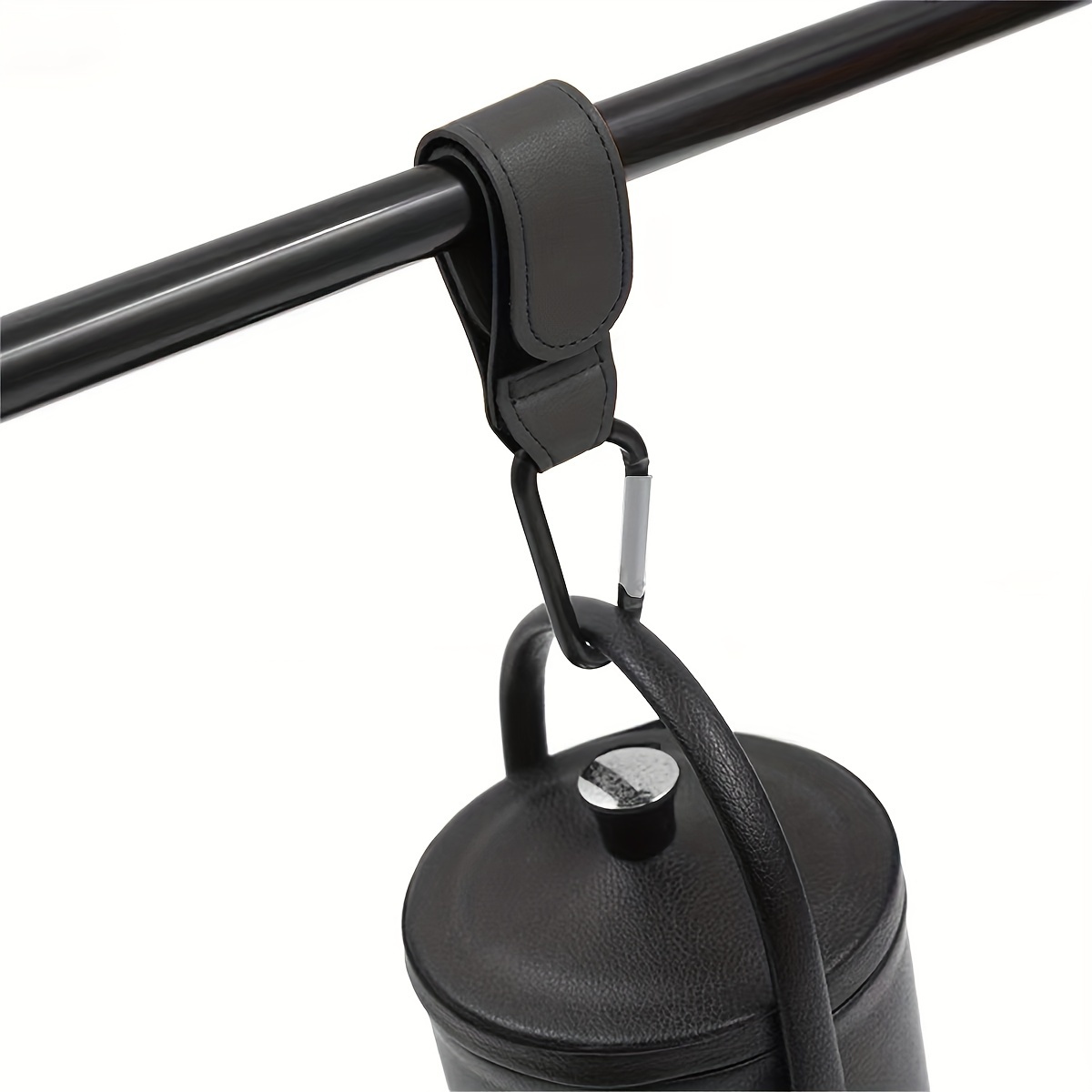 2pcs PU Faux Leather Stroller Hooks, Portable Stroller Hanging Bag Hooks, Stroller Hanging Buckles