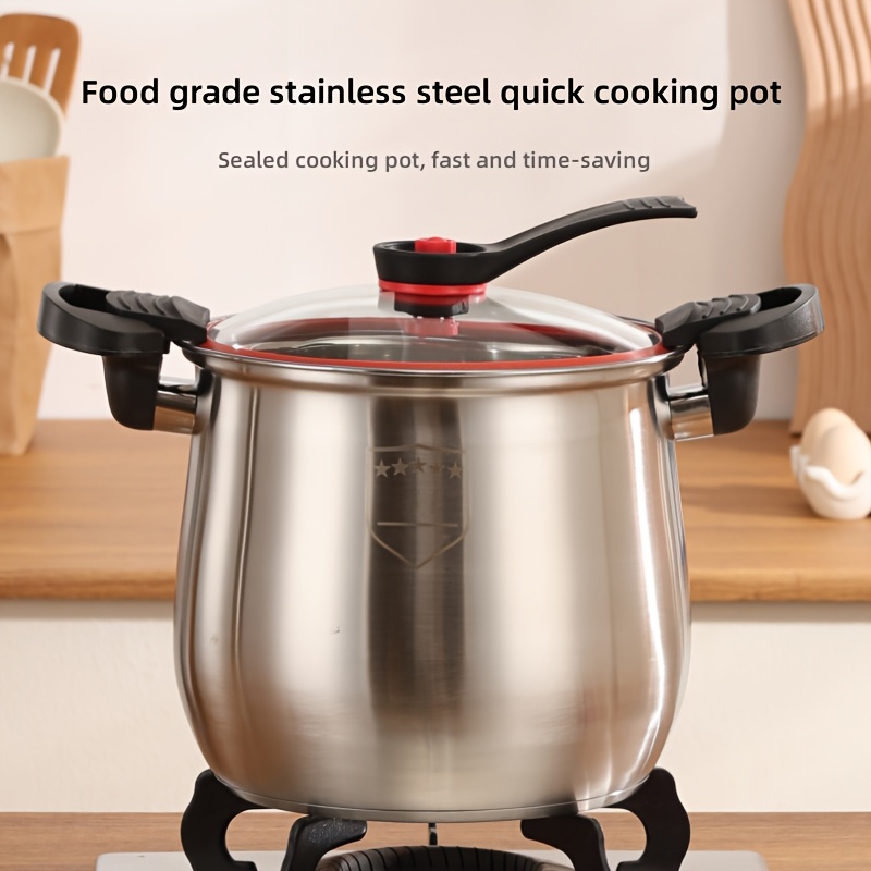 

Large Capacity Stainless Steel Pot With Lid - Food-grade, Soup & Stew Pan, Compatible With Induction & Gas , Fast & Cooking