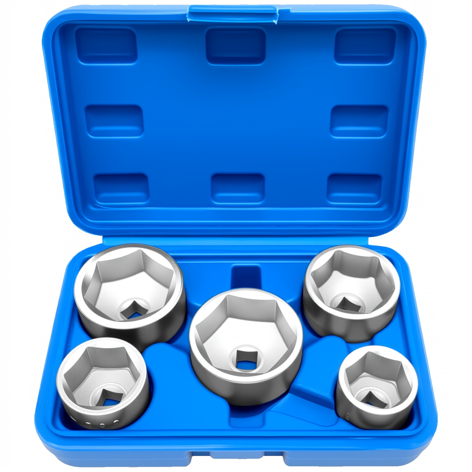 E-shop 5-teiliger Ölfilter-Schlüssel-Satz, passend für Fahrzeuge mit 24mm, 27mm, 32mm, 36mm oder 38mm Kanister-Öl- Kraftstofffilterkappen