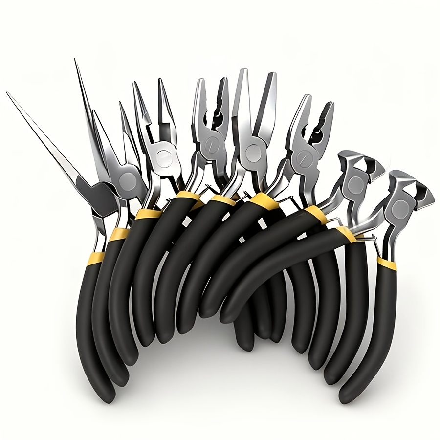 TEMU 8pcs 4.5 Inch Mini Pliers Set With Tool Bag, Multi Purpose Precision Hand Tools, Assorted Nose Pliers & Wire Cutters For Jewelry Making, Diy