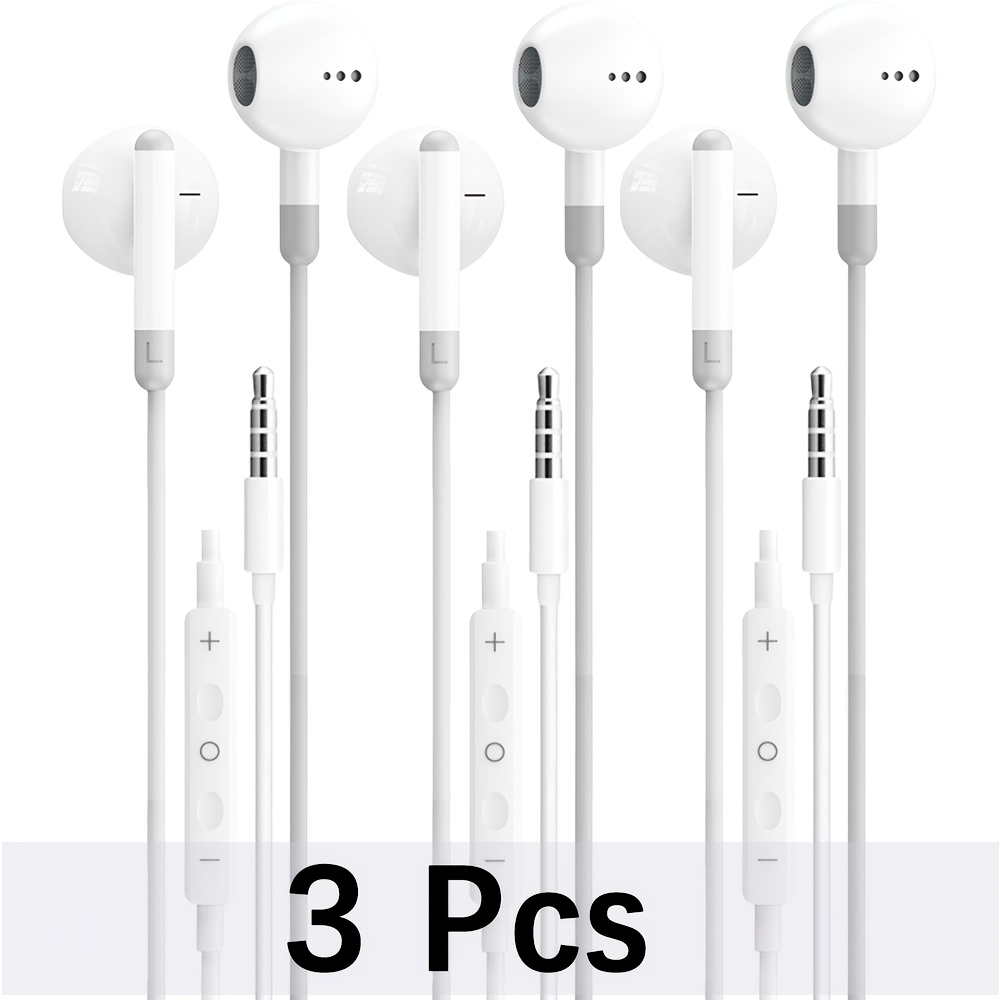 TEMU Auriculares con cable de 1/2/3 piezas con conector jack de 3.5 mm, para y , con graves, estéreo, intrauditivos
