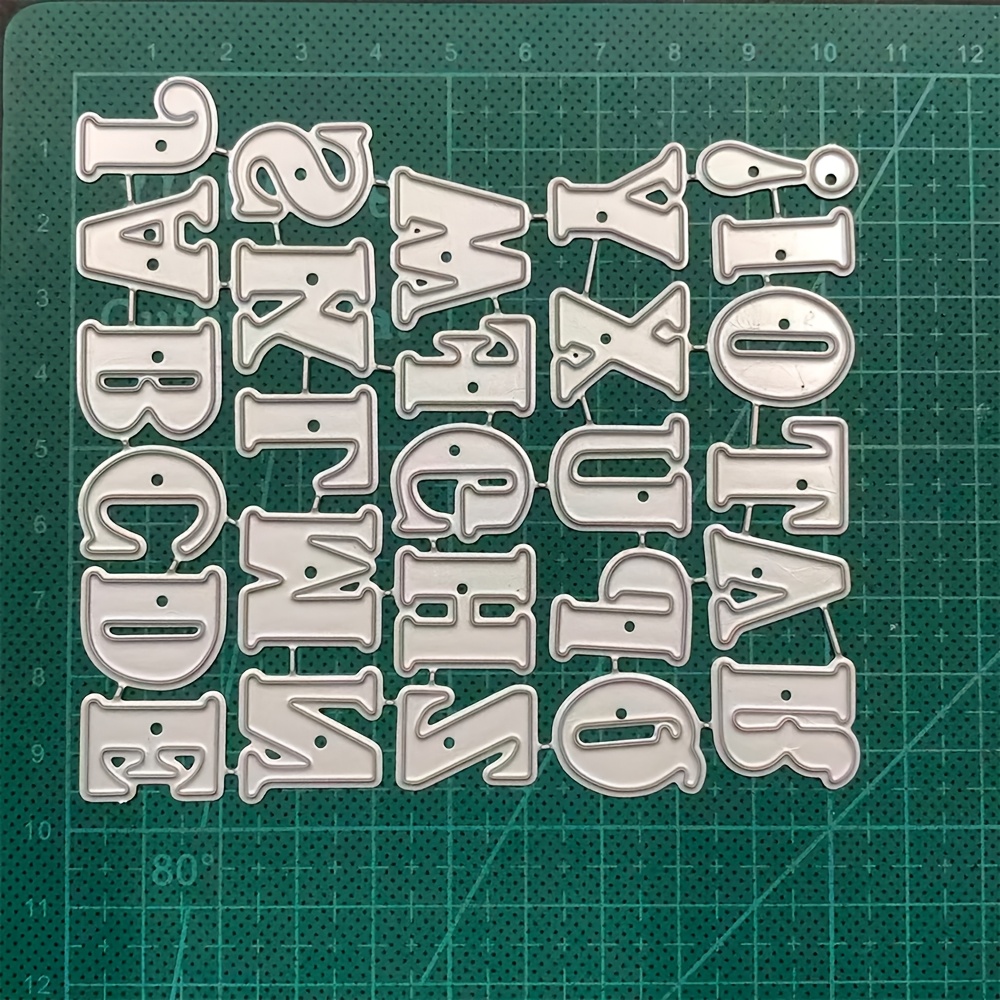 TEMU Rounded English Letters Metal Cutting Die Template, Vintage Hollow Letter Cut-out Design Scrapbook Title Text Collage Greeting Card Photo Album