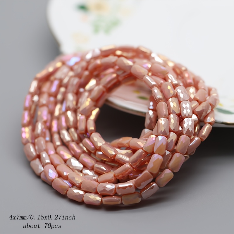 70pcs Mixed-Color 4x7mm Faceted Square Glass Beads