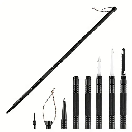 multifunctional hiking stick outdoor walking stick combination short stick outdoor camping aluminum alloy crutch multi purpose vehicle emergency tool wilderness survival stick