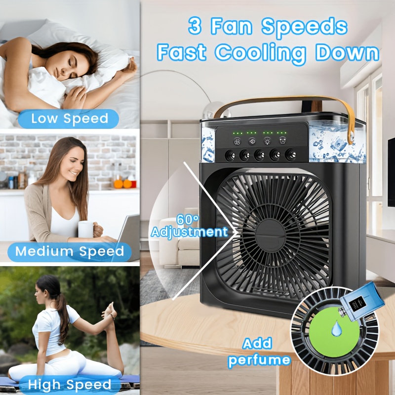 portable air conditioner five hole portable fan cooling spray   hole humidification three speed adjustable fast cooling 20 29oz large capacity water tank five nozzles adjustable fog   in one blowing cooling