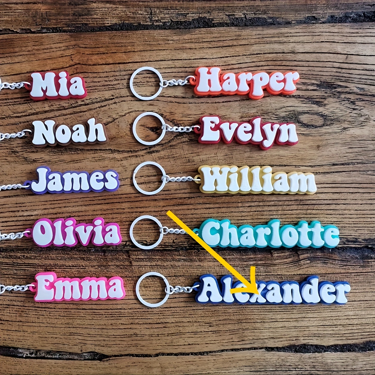 TEMU Personalized Name Keychain - Custom Tag, Soft Bright Colors: Pink, Blue, Orange, Teal, Purple, Red, Yellow, Green, Black, White, Brown, Gray -