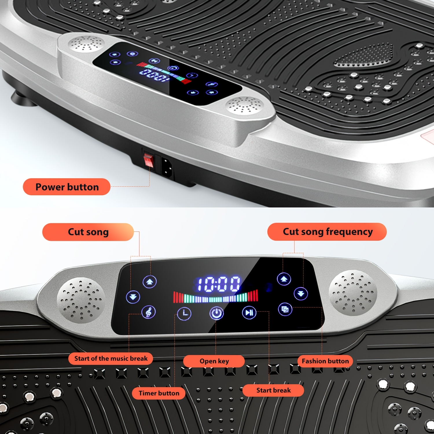 Multi-Function Vibration Plate Gym Equipment, 120-Level Intensity