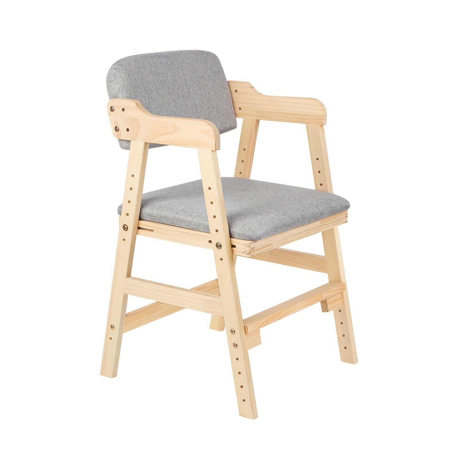 TEMU Esszimmerstuhl, Höhenverstellbarer Stuhl, Hochstuhl mit Kiefernrahmen, gemütlichen Kissen und Rückenstütze, ergonomischer Sitz und Fußstütze