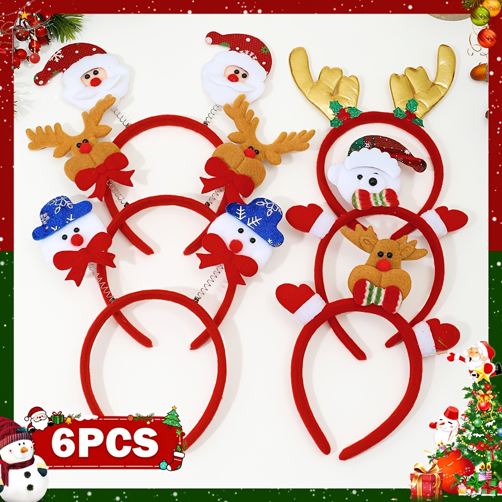 TEMU 6pcs Christmas-themed Headband Set, Ideal For Christmas Family Gatherings And Holiday Party Photo Props. Perfect As A Christmas Gift For