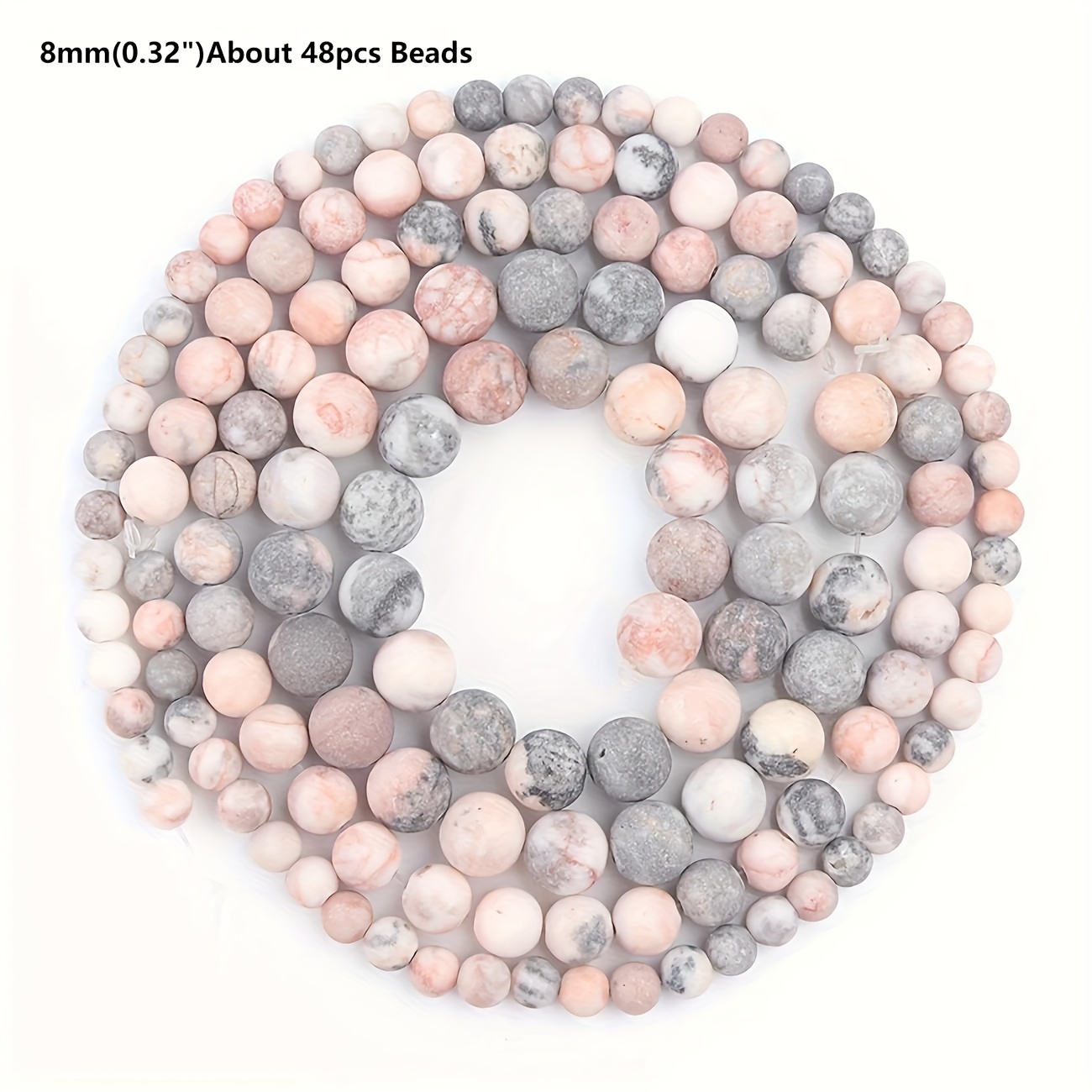 Image of Beautiful Loose Spacer Beads Made Of Natural Pink Matte Zebra Jasper, Measuring 4-12mm, Perfect For Jewelry Like Bracelets And Necklaces, Ideal Gifts For Valentine's Day Mother's Day Birthday