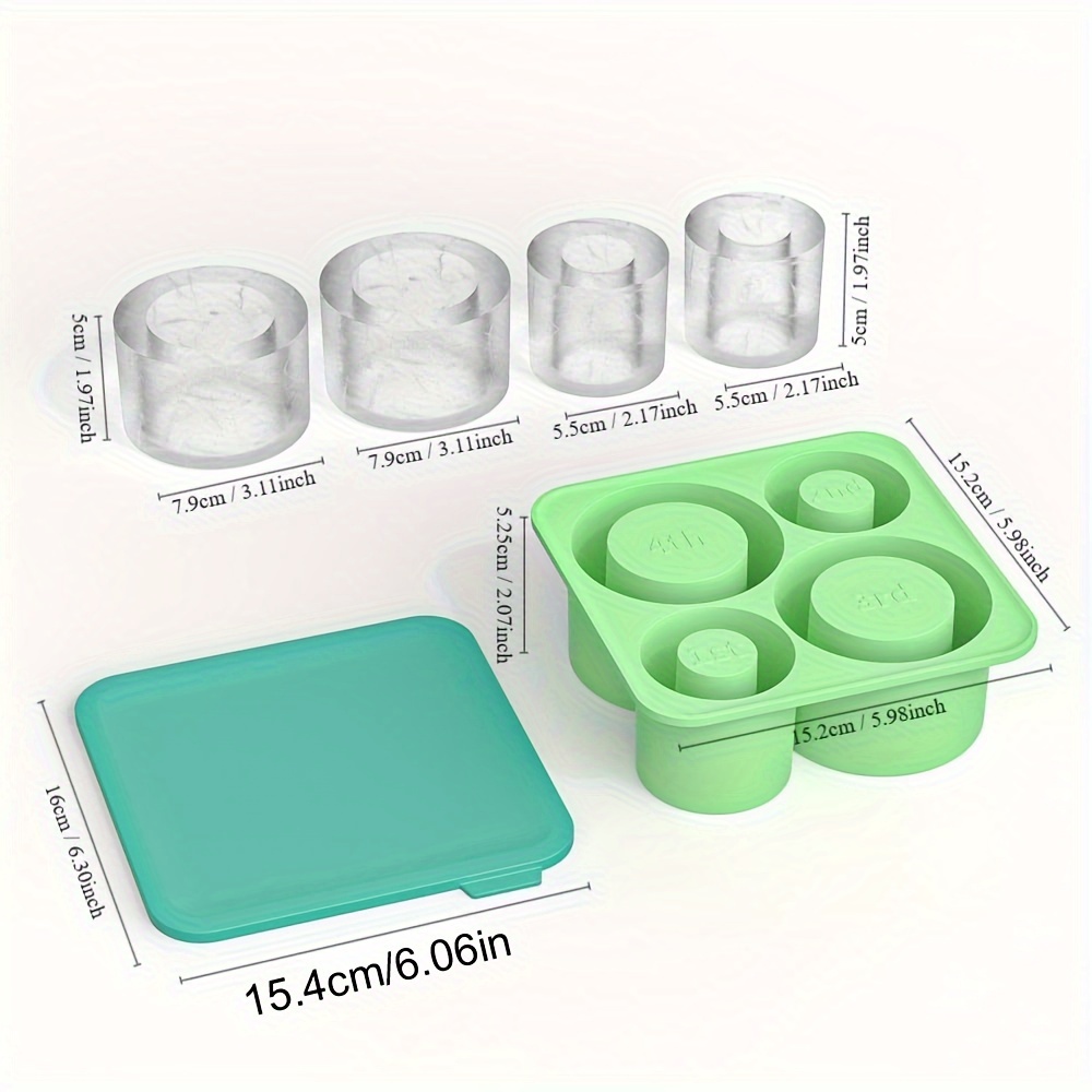 bandeja de cubitos de hielo de silicona con  , molde de 4 cavidades para vasos de 20oz/30oz/40oz, flexible y libre de bpa,    , ideal para enfriar cócteles, whisky, café,   de cocina 2