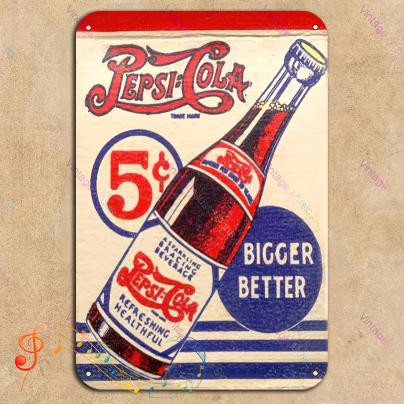 TEMU Panneau Mural Artisanal en Bois Rétro 2D - Design Vintage Bouteille avec Texte "5¢" et "BIGGER", Résistant aux Intempéries, Pré-Perçage pour une