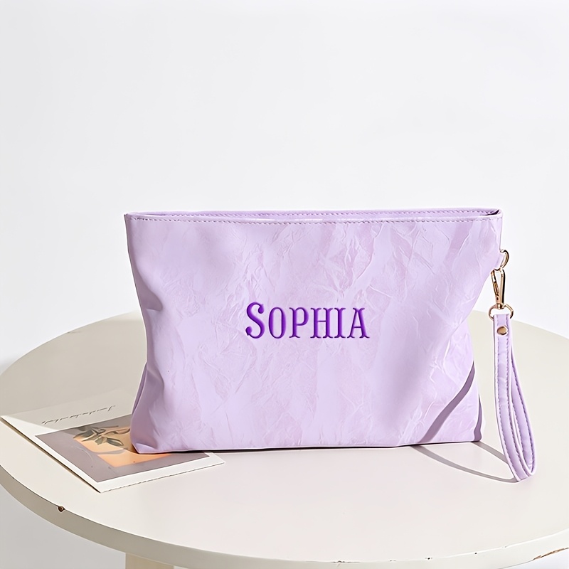 TEMU Custom Embroidered Large Capacity Clutch For Women: Wallet, Portable Makeup Bag, Stylish And Spacious Cosmetic Organizer, Toiletry Bag, Student