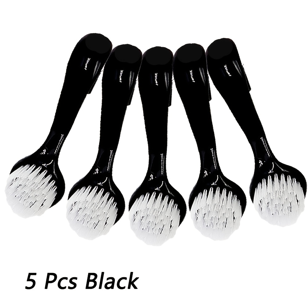 TEMU Set da 5 pennelli per pulizia unghie con in plastica colorata lavabile, strumenti per nail art a testa durevoli con setole morbide, confezionati