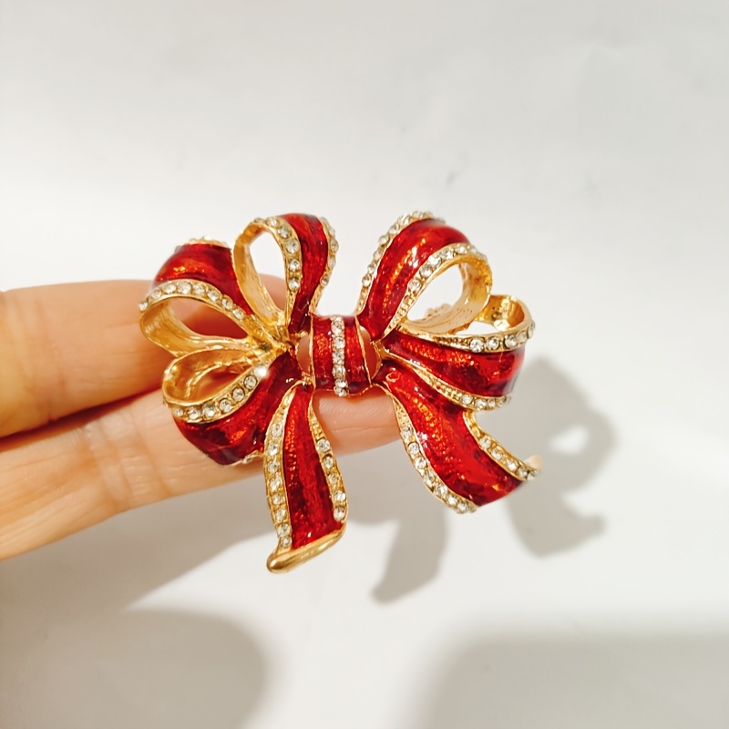 

1pc 18k Bow Brooch Synthetic Rhinestones, Zinc Alloy, -glare Pin, December , Christmas Holiday, For &