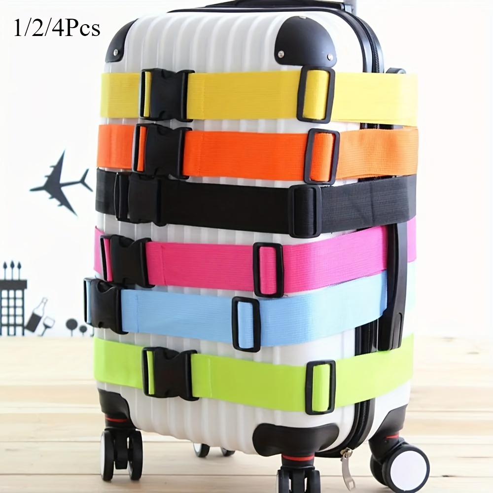 1 2 4pcs adjustable luggage safe straps without password anti lost tying rope packing belt luggage   strap fixed suitcase belts