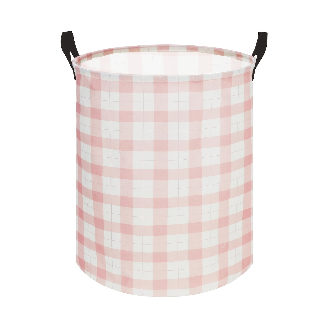TEMU Panier à linge rond pliable 1 pièce avec poignée - À rose et blanc, convient pour chambres, de bain, résidences universitaires, coffre de