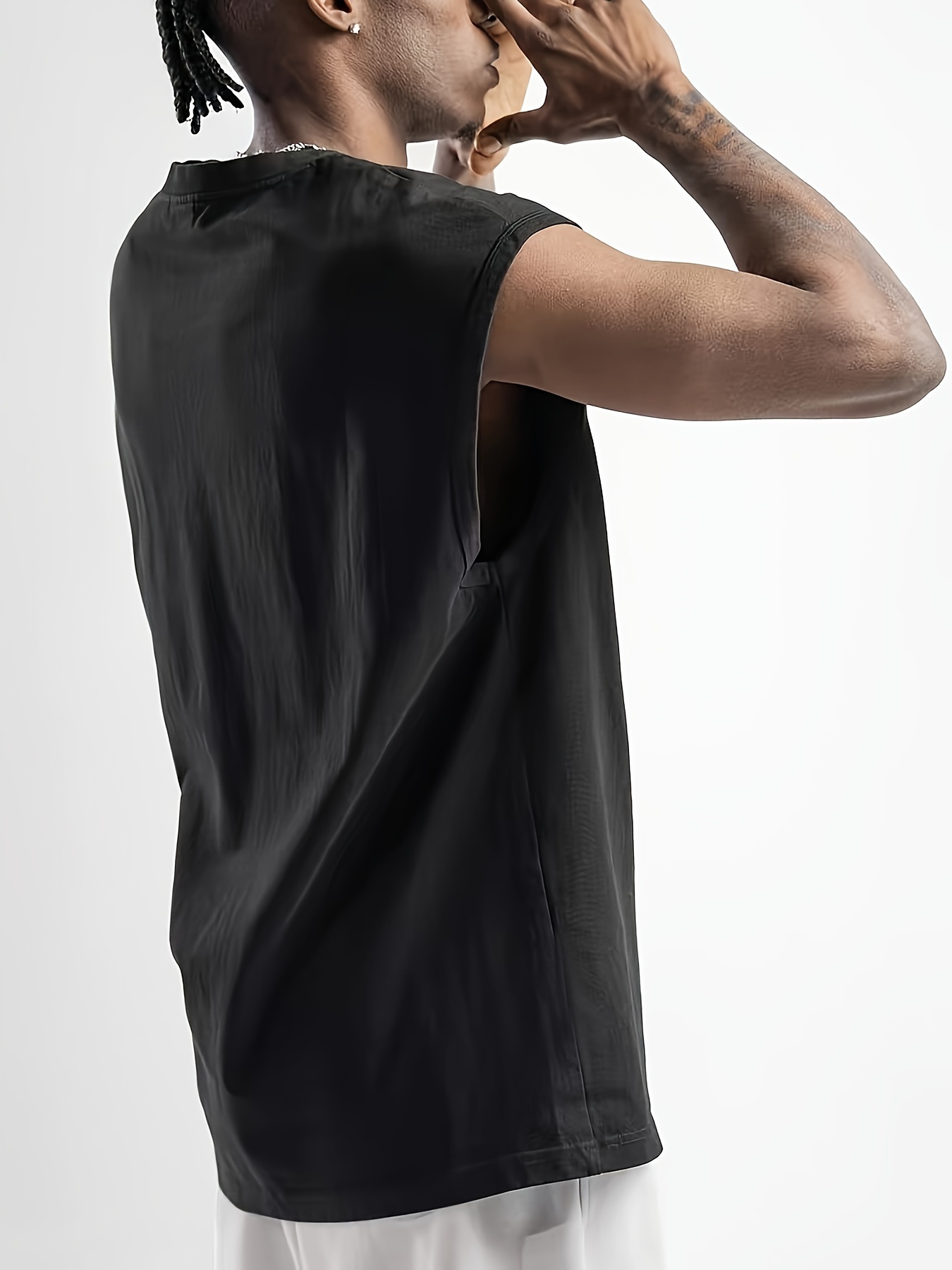Men's Oversized Cotton Sleeveless Muscle Shirt - Breathable Summer Gym & Casual Wear, Loose Fit Sleeveless Top with Rounded Neckline, Solid Black Athletic Shirt for Big & Tall Men, Easy Care (Hand Wash/Dry Clean) - Plus Size Friendly, Relaxed Fit for Casual Attire, Stylish Sleeveless Vest for Men, Comfortable Cotton Fabric, Versatile for Casual Athletic Activities, Plus Size Muscle Shirt for Men, Mens Muscle Tank Top, Durable Construction, Lightweight Material, PLUS SIZE