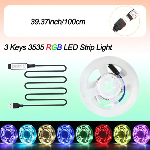 1pc rgb 3535 color changing with 3 keys control usb powered dimmable and color changable multiple for tv home decor room decor color led strip lights