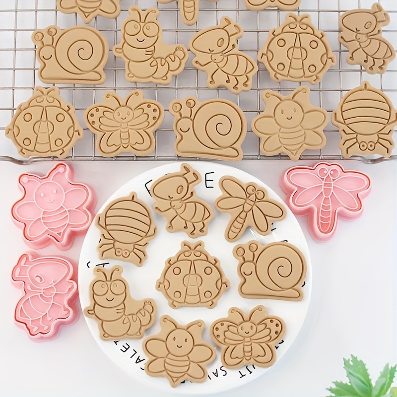 

8pcs/set, Insect Cookie Cutters, Plastic 3d Butterfly Snail Bee Shaped Cartoon Pressable Biscuit Mold, Diy Animal Cake Decoration Tools, Kitchen Baking Tools