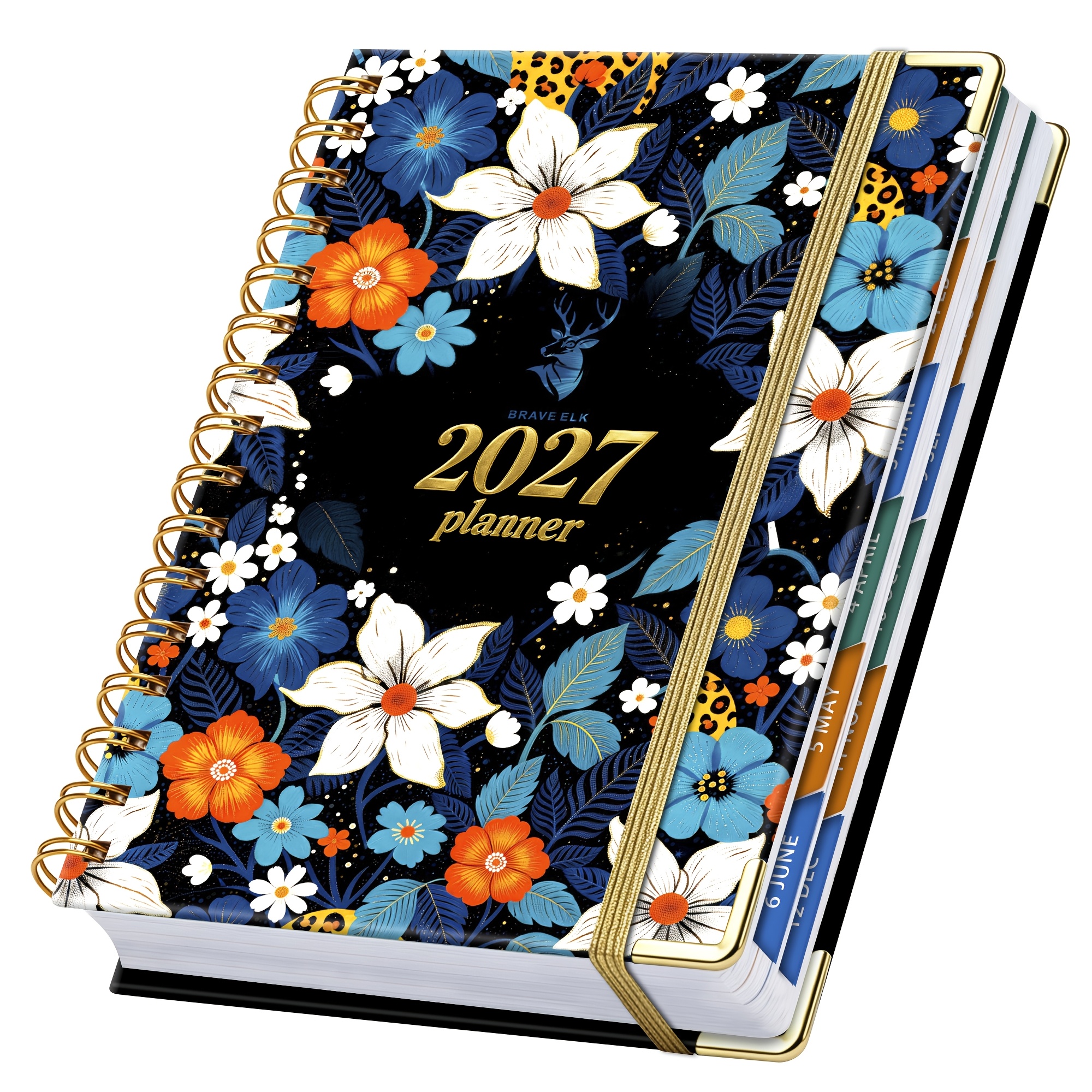 TEMU Brave Elk 2027 Daily Planner, Academic Planner – Monthly Plans, 12-month Agenda With Metal Twin-wire Binding, 180° Design, Inner Pocket & Corner