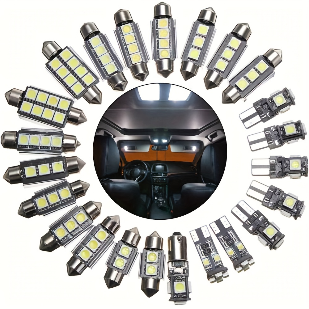 TEMU Led Interior Car Light Bulbs, 23-pack In-car Reading Lamp, 6500k White, Bright 1000lm 5050 Chipsets, T10-5050 39mm 42mm 1.65inch, For Dome Map Door License Plate Trunk Lights