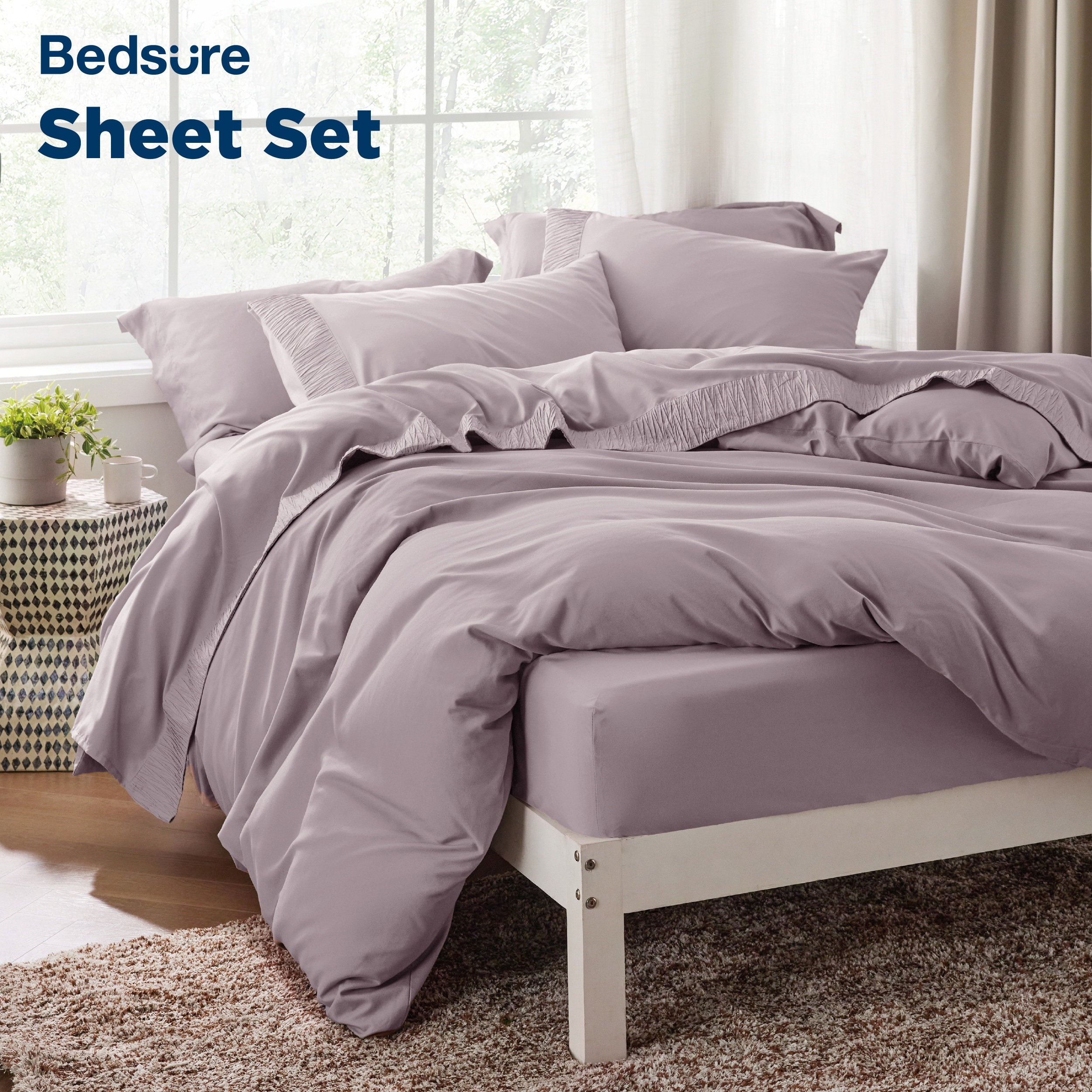 

Bedsure Sheet Sets Soft Sheets For Bed, Hotel Luxury Sheets Full, Polyester Microfiber Cooling Bed Sheet Set