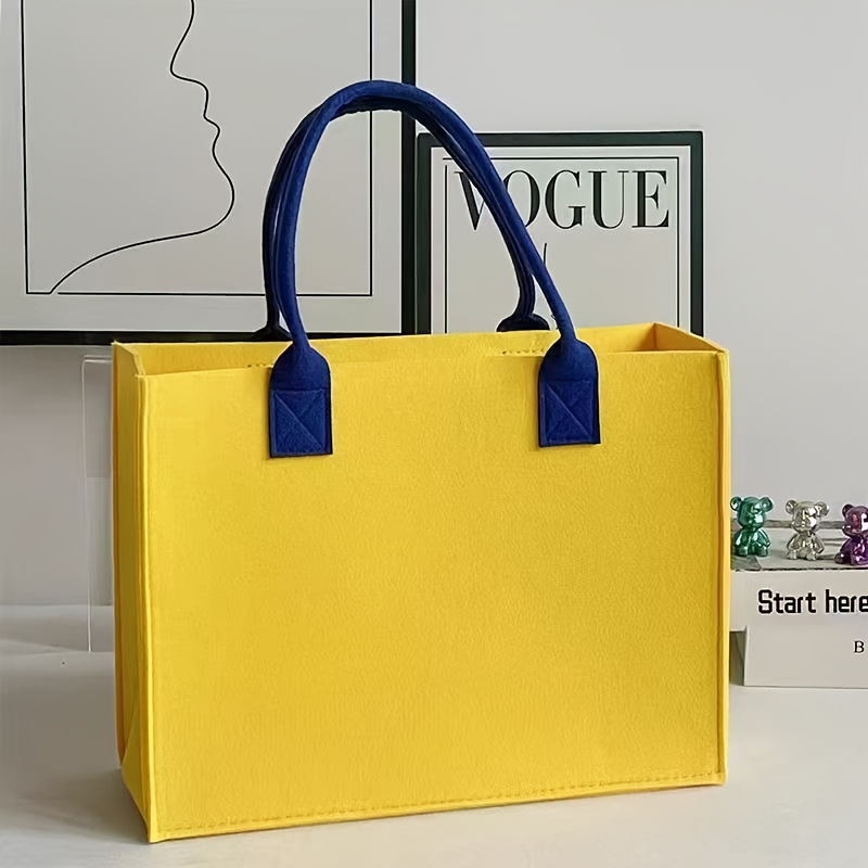 TEMU Felt Tote Bag - Versatile Handbag For Shopping, Travel & Office Use | Large Women's Fashionable Carryall With Modern