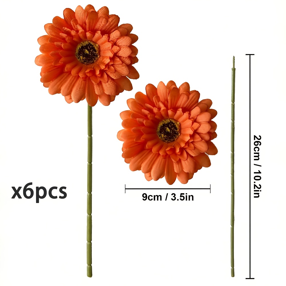 TEMU 6 stuks Herfst Nep Madeliefje Kunstbloemen met Madeliefjes Bloemen Bulk voor Kunst Ambachten Huis Bruiloft Feest Vaas Tafelstukken Tafel Slinger