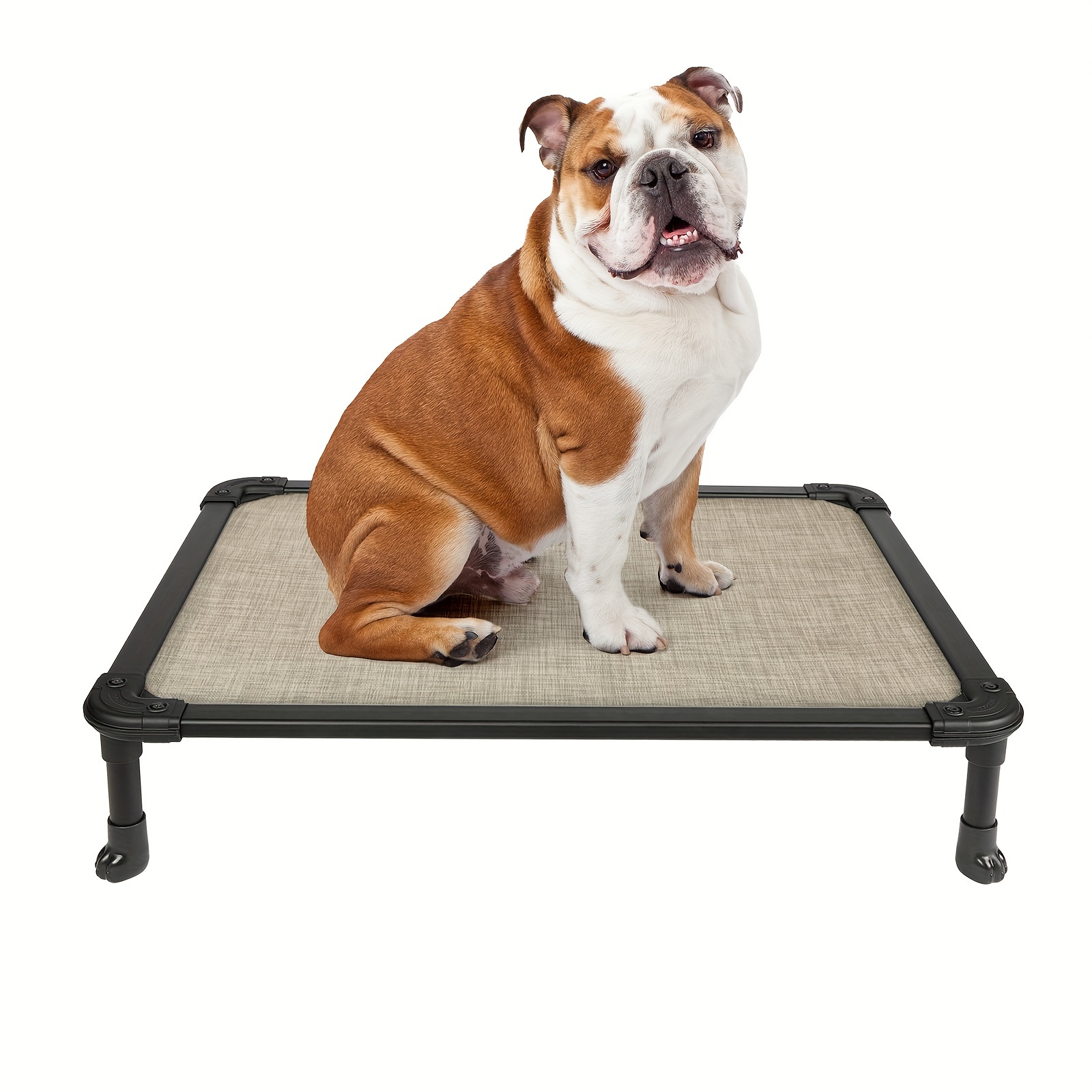 TEMU Veehoo Chew Proof Elevated Dog Bed - Cooling Raised Pet Cot - Rustless Aluminum Frame And Mesh, Unique Feet For Indoor Or Outdoor Use