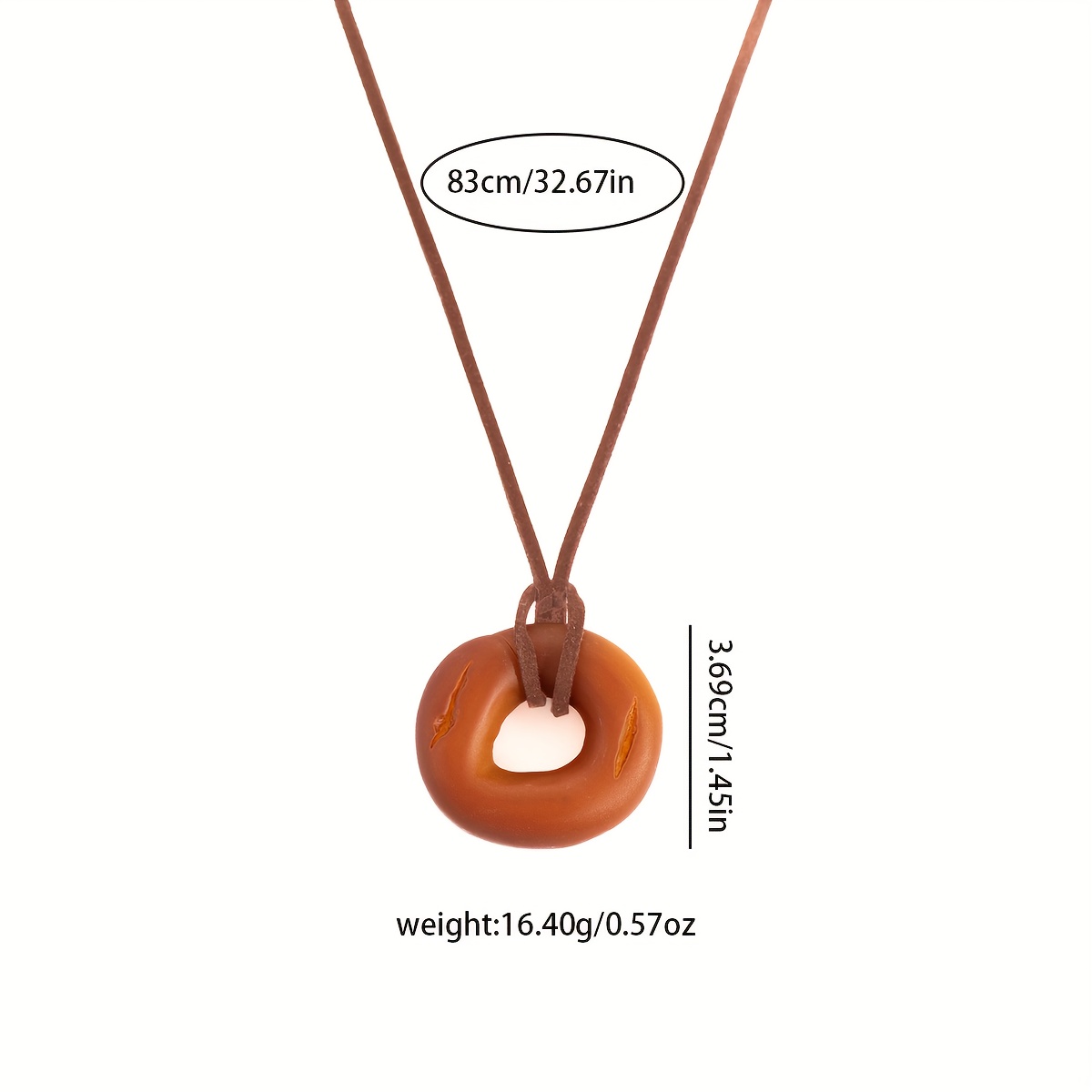 Boho Pendant Necklace Donut & Bear Brown Casual Accessory
