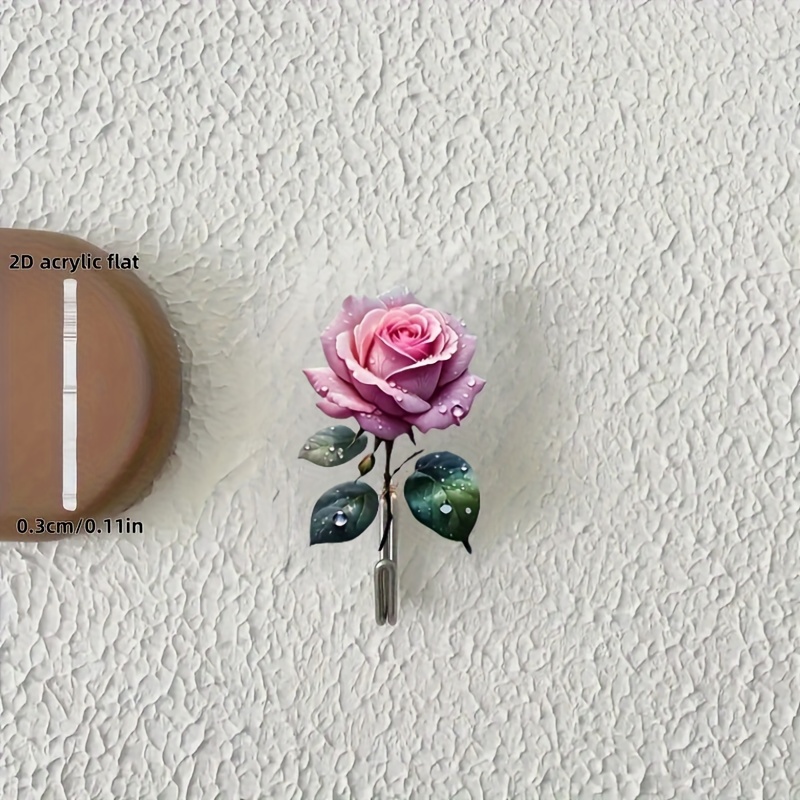 E-shop 2Dflat-. Charmanter Rosenblumen-Haken - Kein Bohren, Spurlos für Tür und Badezimmer, Einfache Installation, Modisches Design für Küche,