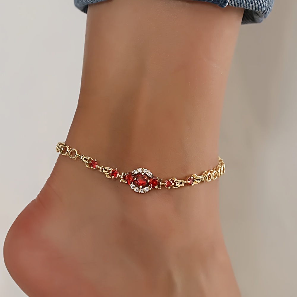 

1pc Fashion Zircon Inlaid Feet Chain Summer Beach Vacation Foot Accessories Men's And Women's Jewelry Can Be Used As A Bracelet With A Length Of 8 Inches+2 Inches