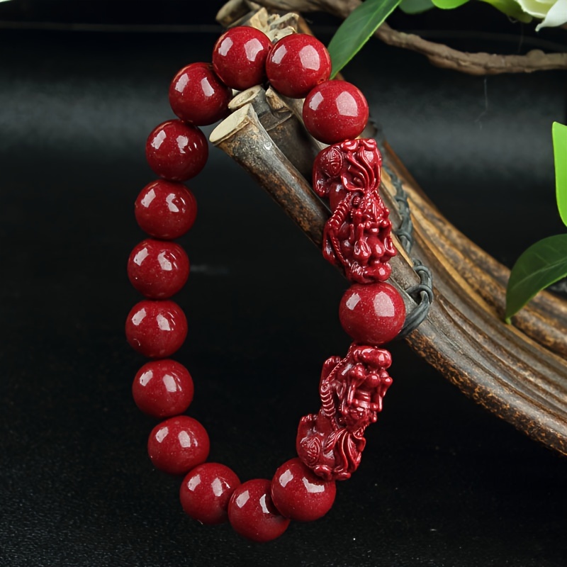 

1pc Natural Pixiu Bracelet - Traditional Chinese , 10mm Beads, Adjustable 6.29-7.08in - Perfect Gift For & Wellness, Jewelry | Good Luck Bracelet | Pixiu Design