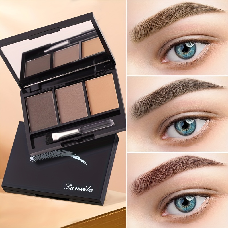 

3-color Eyebrow Powder Palette With Brush, Waterproof, Smudge-proof, Long-lasting, Easy To Apply, For Beginners - Natural Brow Shaping