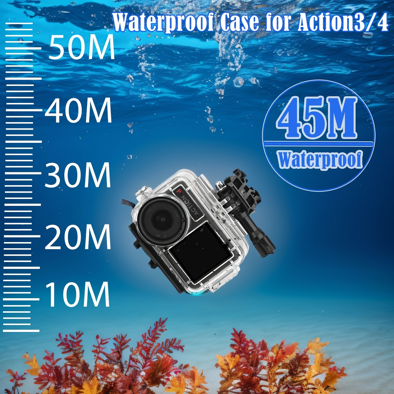 action 3 4 waterproof case 148ft deep dive protection underwater housing with bracket accessories details 1