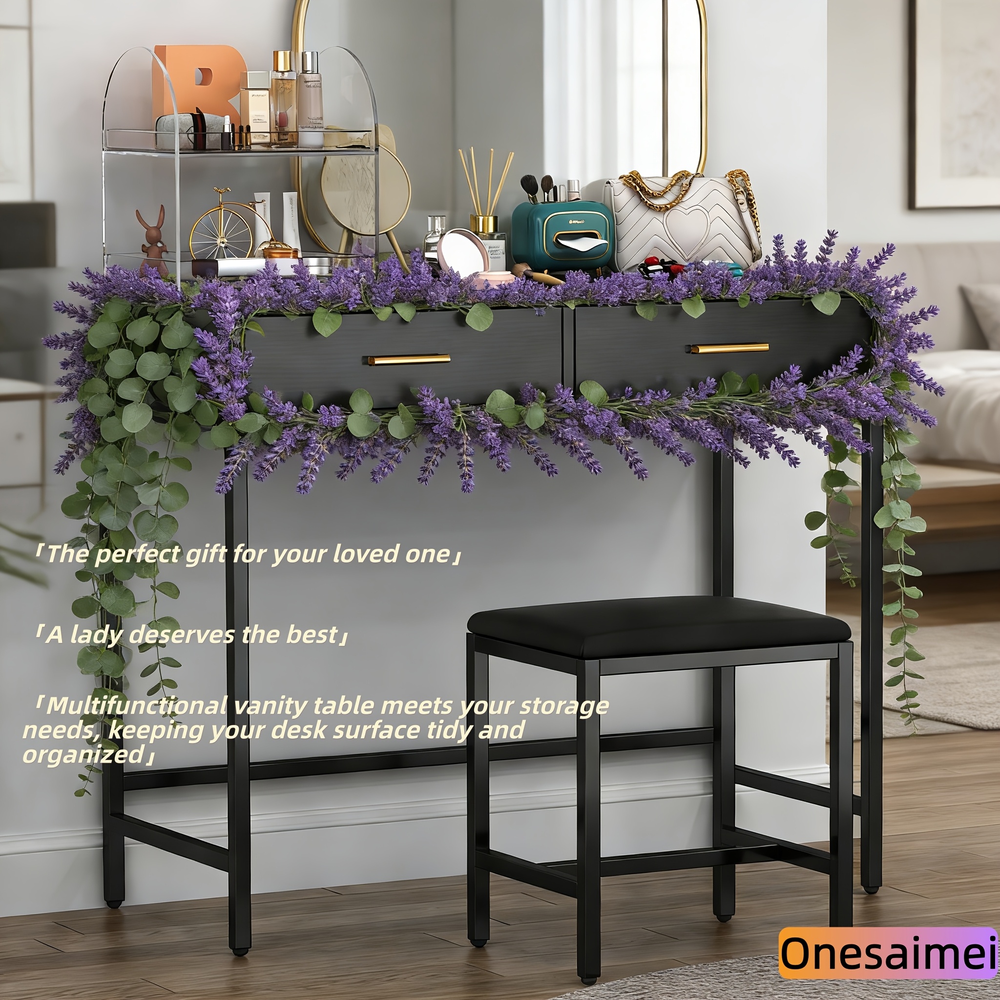 Bathroom Vanity with Mirror and Light, Multiple Storage Drawers
