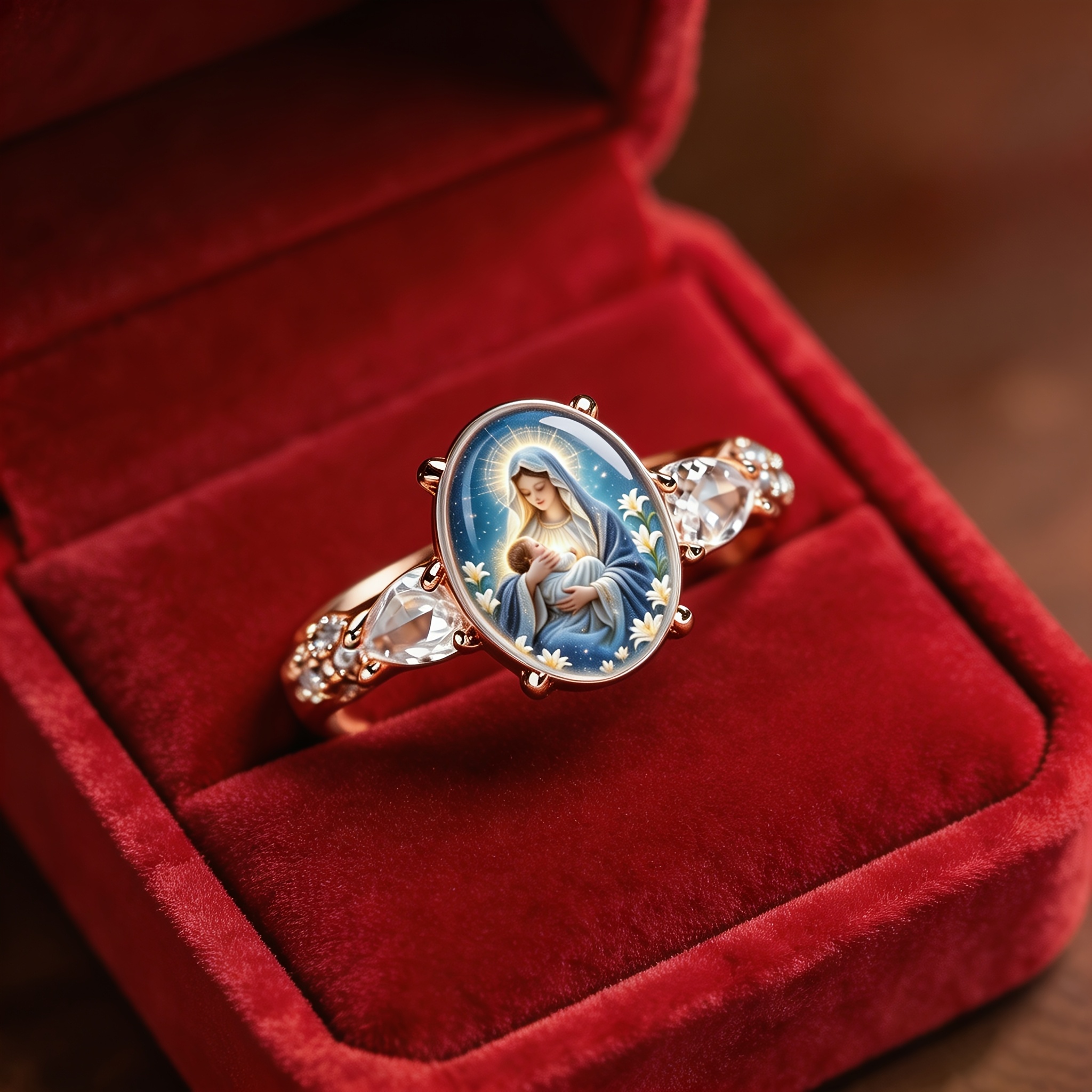 Bohemian Style Saint Pattern Women's Fashion Ring, Hypoallergenic