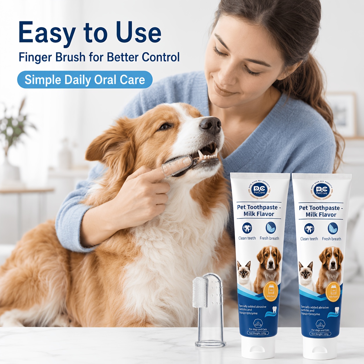3pcs Pet Toothpaste Set - Specially Designed for Puppies And Kittens, Gently Cleans Teeth, Freshens Breath, And Protects Delicate Gums with a Mild Formula, Suitable for Safe Daily Care of Senior Pets As Well - Image 2