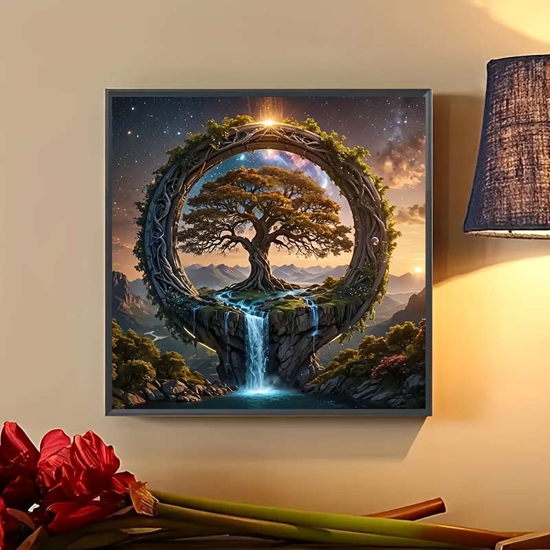 

1pc Kit de peinture en diamant 5D avec complet, ensemble d'art brodé en diamant rond pour la décoration de et de - Art décoratif en toile avec circulaires et motif végétal