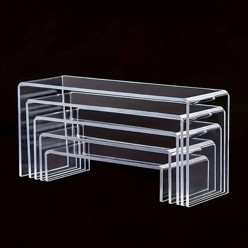 a set of five elegant acrylic displays suitable for business events and other versatile uses for cosmetics and jewelry durable and stylish safe
