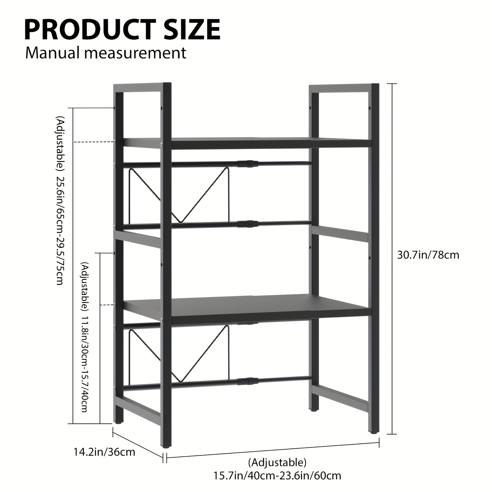 E-shop Vielseitige Küchenorganizer-Gestell mit Haken, aus Kunststoff/Metall, verstellbare Ablage für Mikrowelle, Ofen & Zubehör, für Arbeitsplatten,