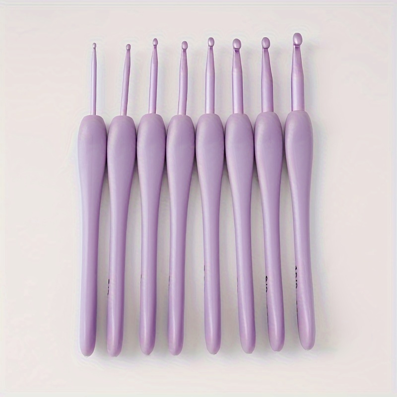 

8pcs Purple Crochet Hook Set, Ergonomic Handle, Abs Material, With Aluminum Oxide Tips, For Crafting