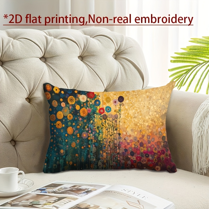 TEMU 1pc Of Double-sided Klimt Style Floral Pillow Cover, An Ideal Gift For Home Decor, Suitable For Throw Pillows, Spring And Summer Pillow Covers,