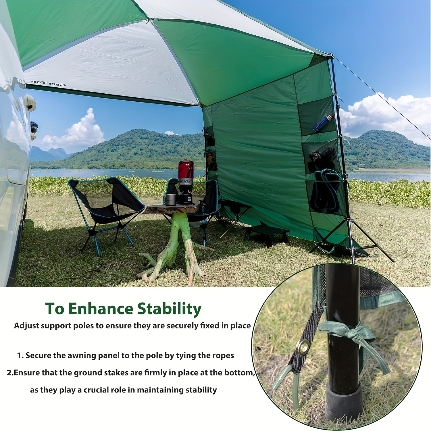 Auvent De Camping Pour SUV Avec Double Couche Et Aimants - Imperméable, Pare-soleil, Maille Anti-insectes