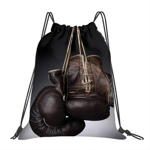 1pc Boxing Glove Backpack - Heavy-Duty Gym Bag, Drawstring Closure, Compact Boxing Fitness Bag, Suitable for Boxing, Yoga, Travel, Training - Durable Sports Backpack, Zippered Double-Sided Print